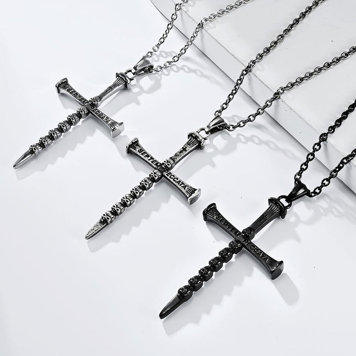 Dark style skull cross necklace