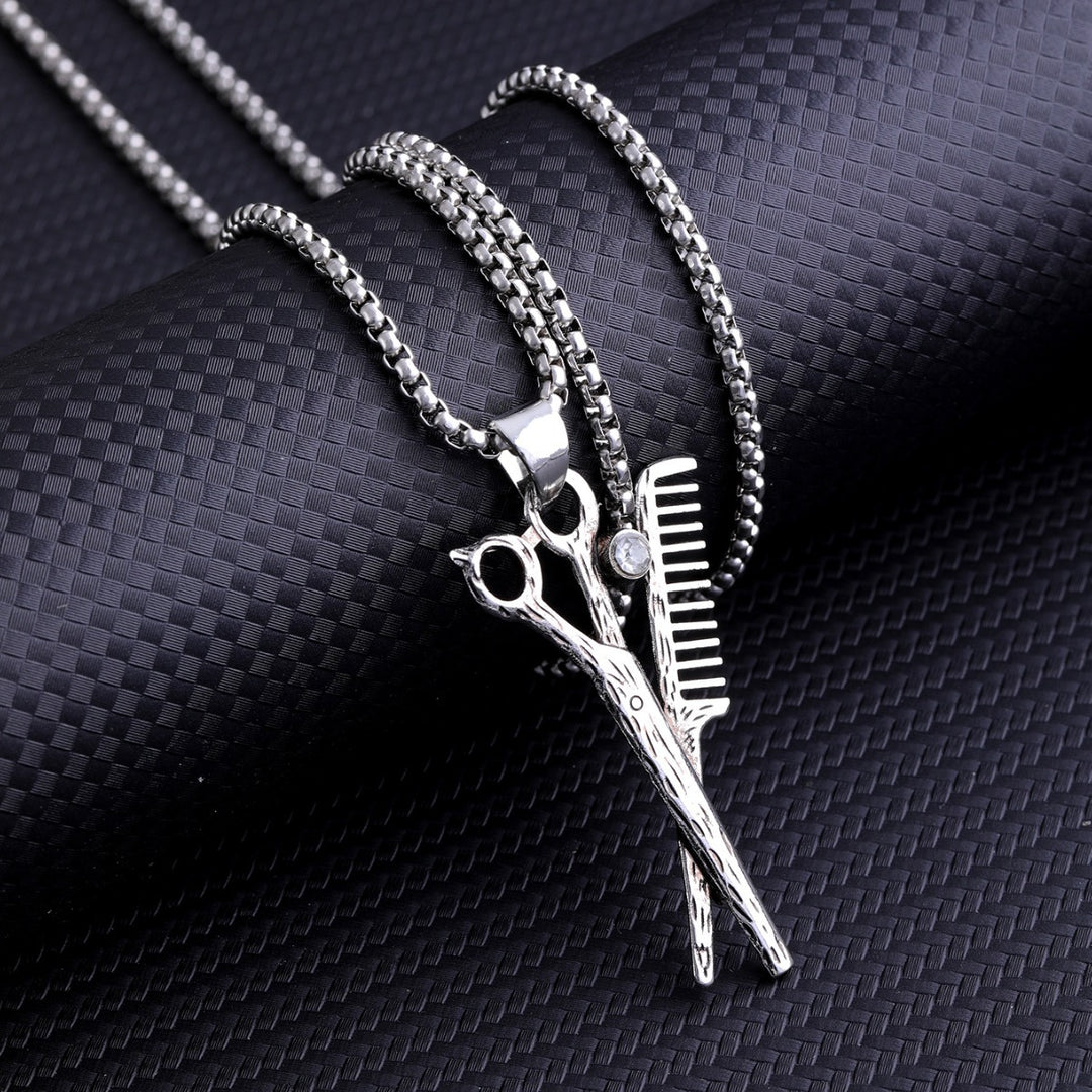 Creative scissors and comb necklace