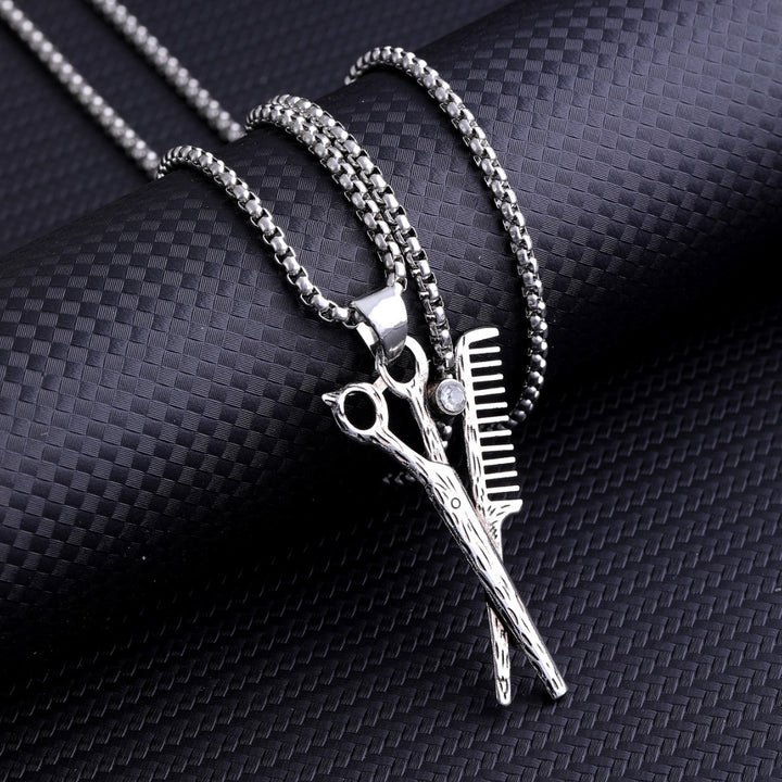 Creative scissors and comb necklace