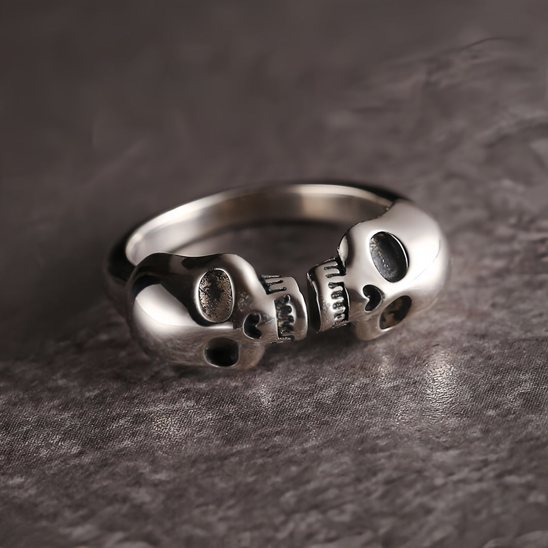 Double-Skull Open Ring