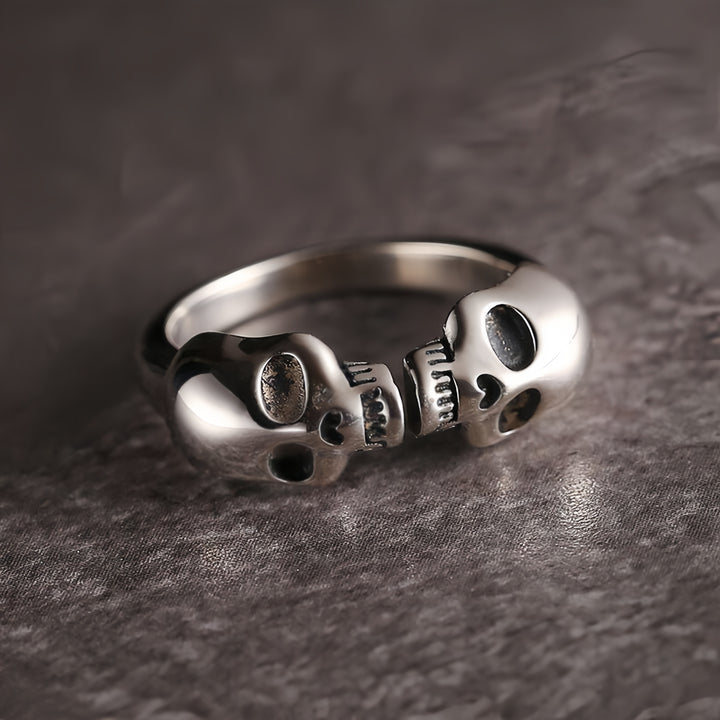 Double-Skull Open Ring