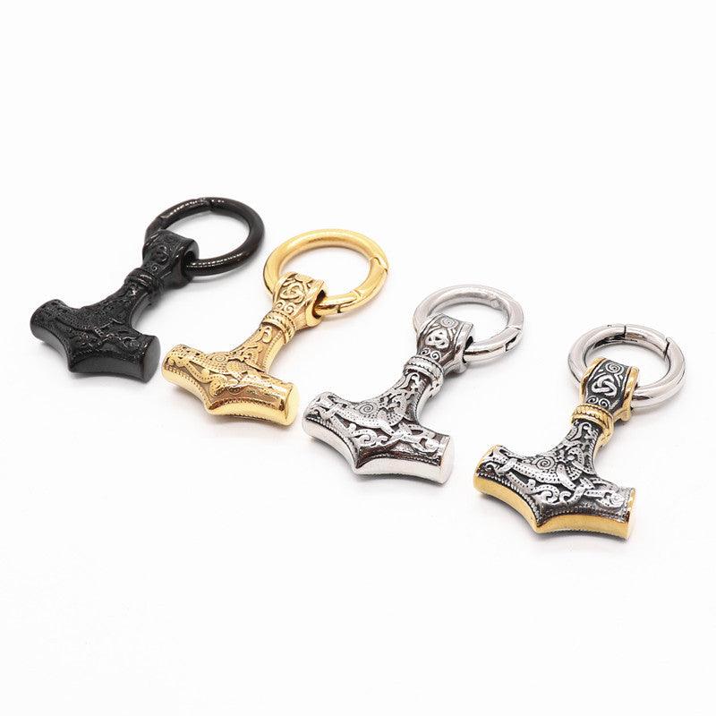 King Chain With Wolf Heads &amp; Mjolnir Pendant