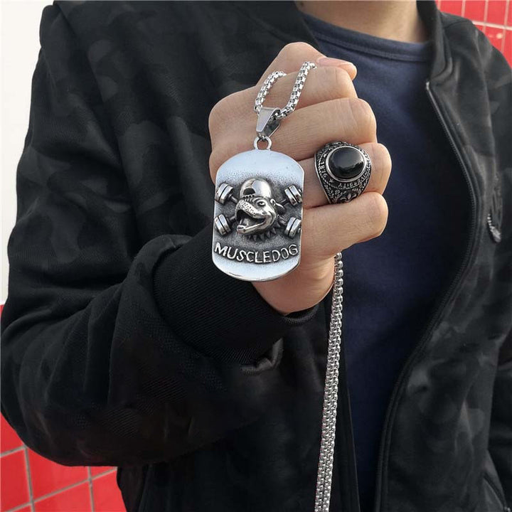 3D Sports Muscle Dog Necklace