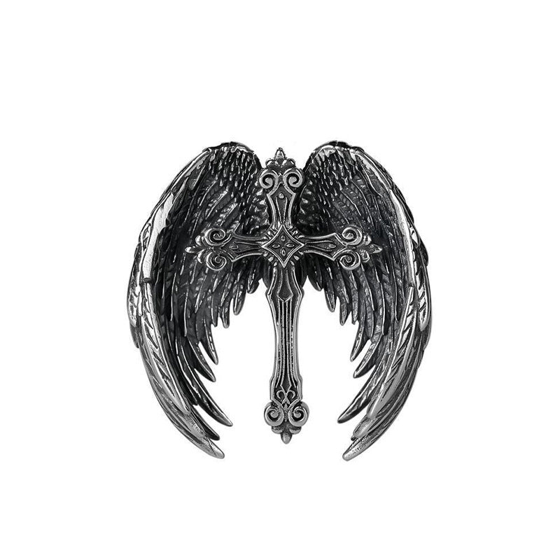 Angel Wing Cross Pendant Necklace