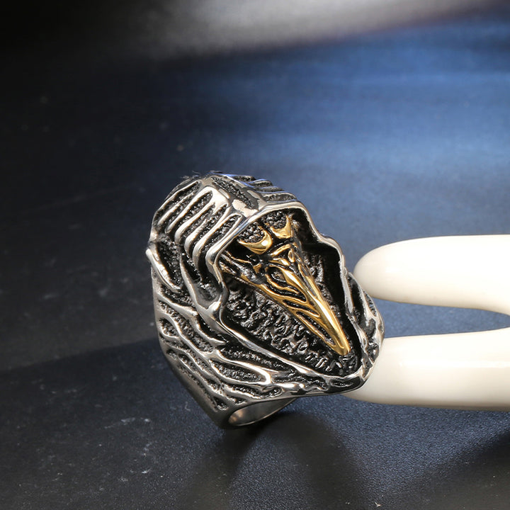 Vintage Wizard Raven Skull Ring