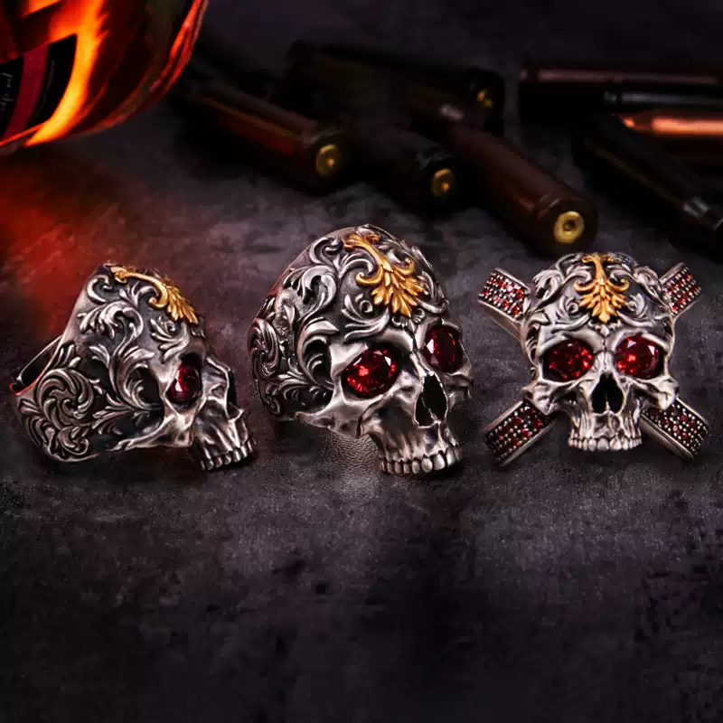 Ruby Skull Ring