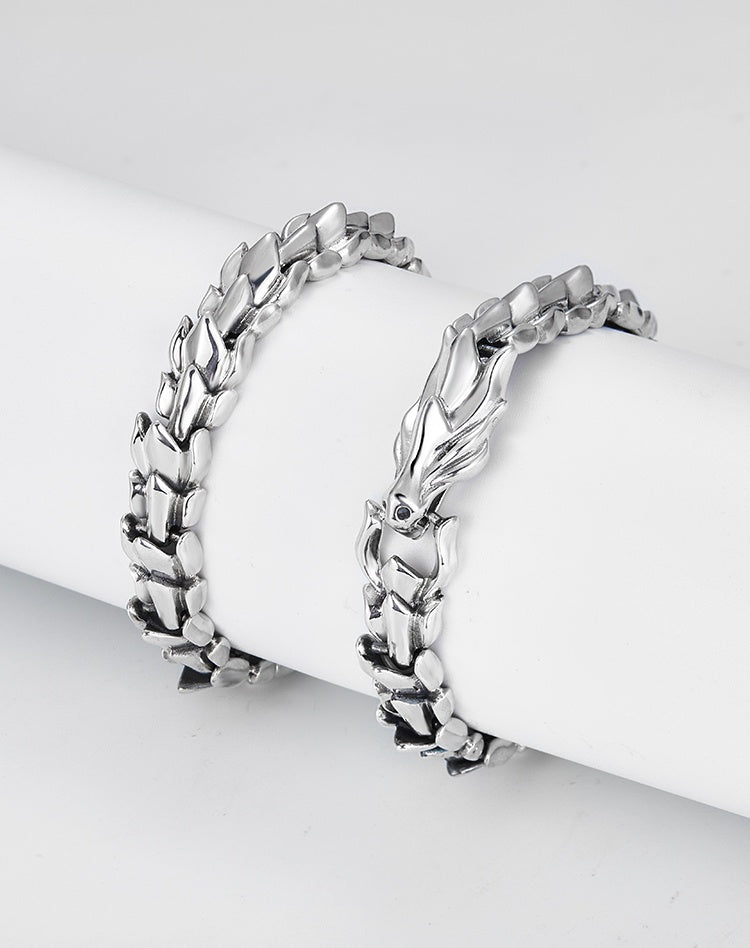 Sterling Silver Dragon Bone Bracelet
