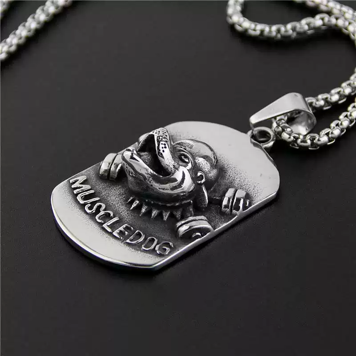 3D Sports Muscle Dog Necklace