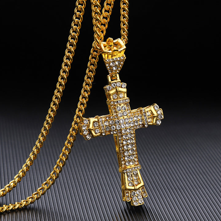Vintage Diamond-Set Cross Pendant