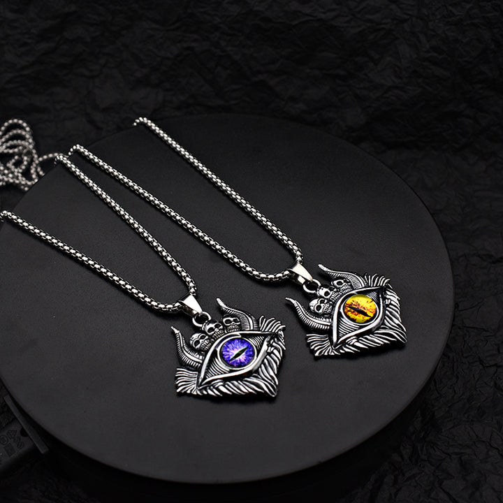 Vintage Evil Eye Skull Necklace