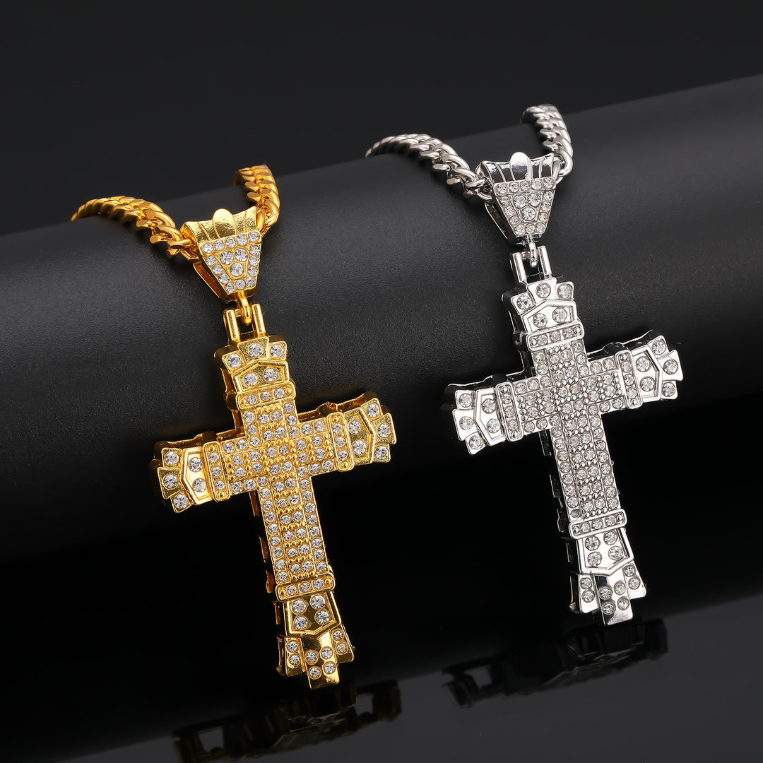Vintage Diamond-Set Cross Pendant