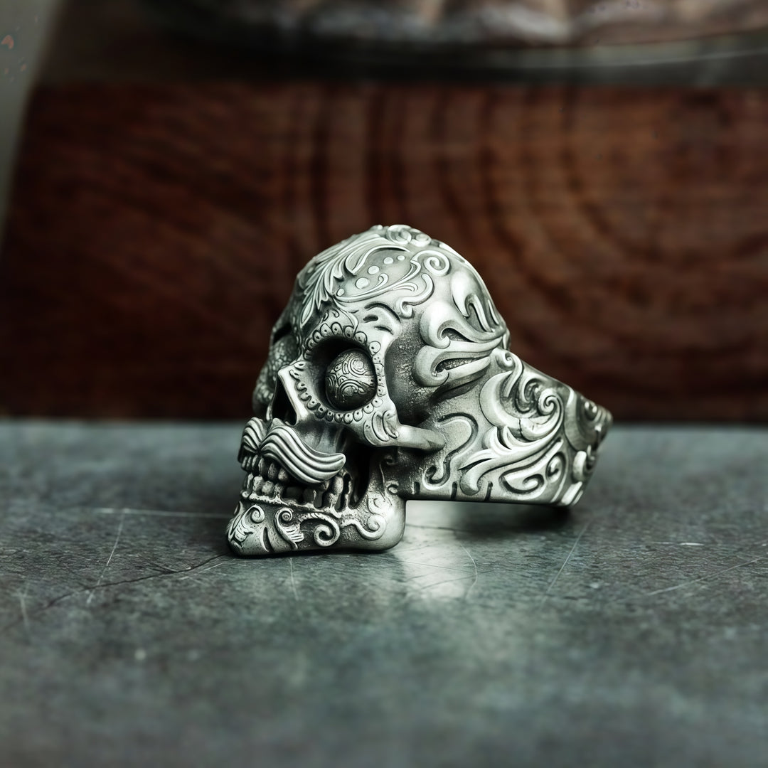Vintage "Mustachioed Skull" Ring