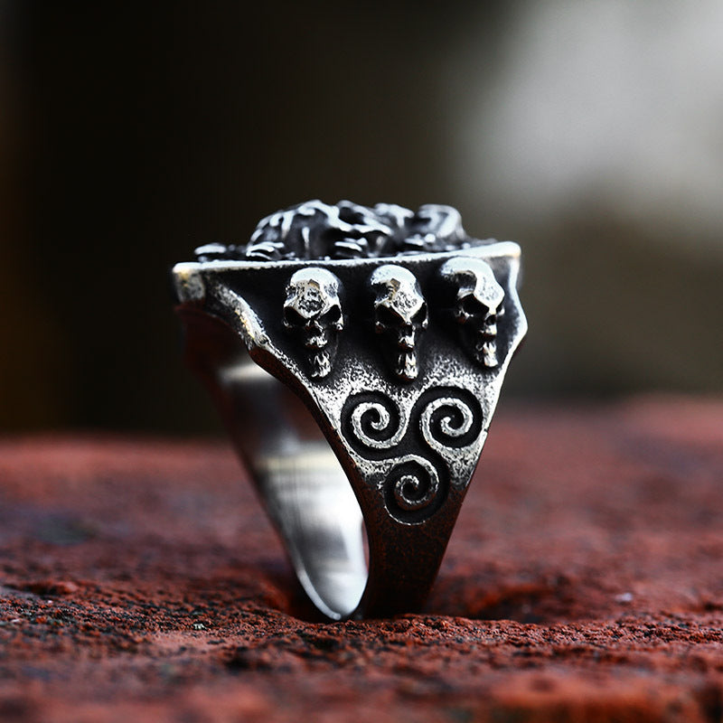 Vintage Floral Skull Ring