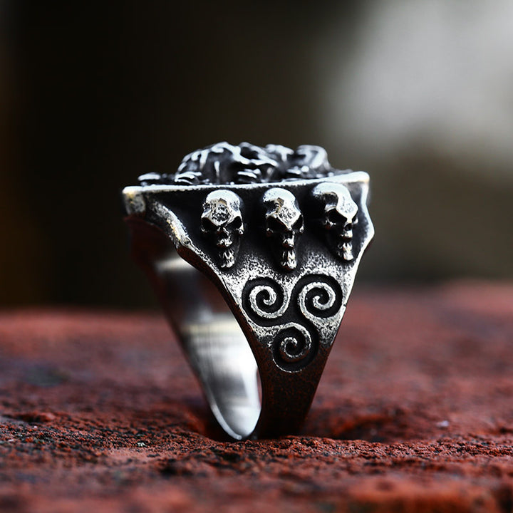 Vintage Floral Skull Ring