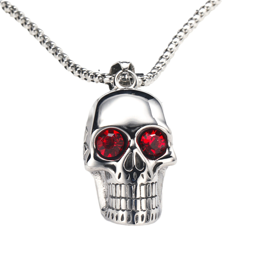 Gothic Gemstone Skull Pendant Necklace
