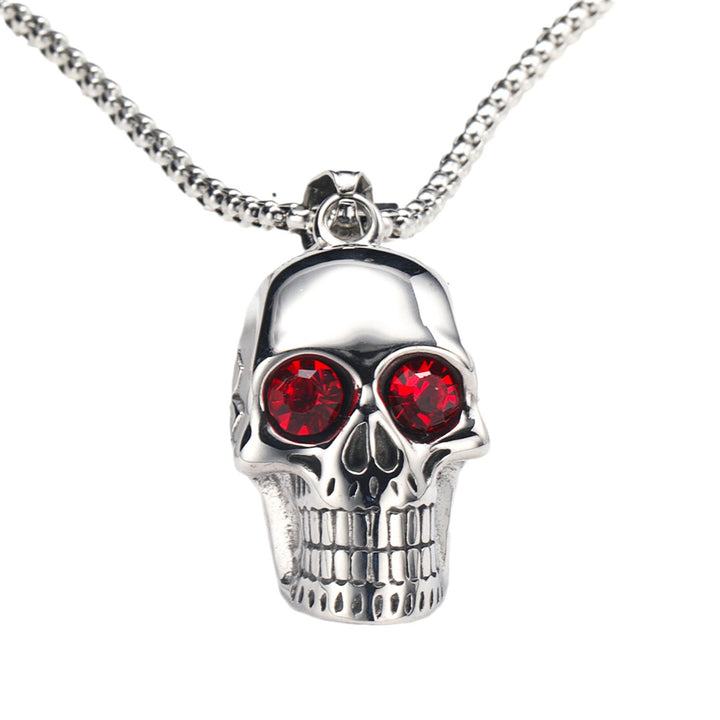 Gothic Gemstone Skull Pendant Necklace