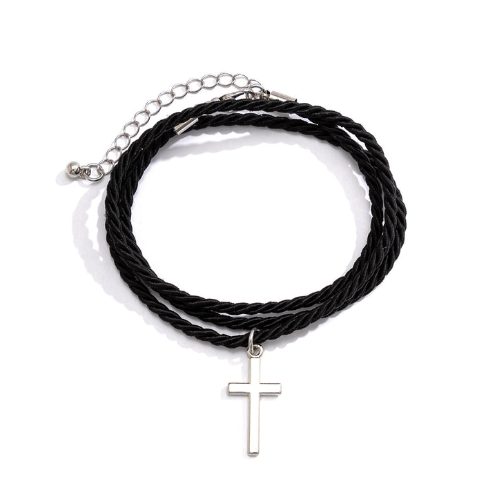 Layered Braided Rope Cross Bracelet