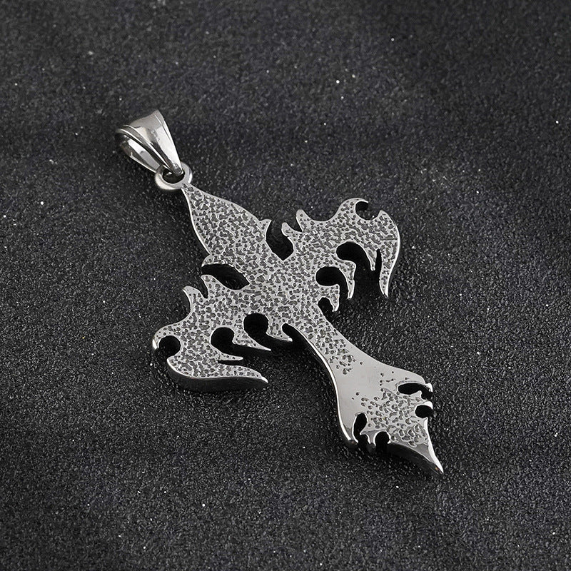 Flame Cross Pendant Necklace