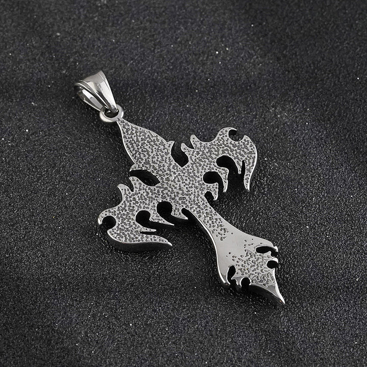 Flame Cross Pendant Necklace