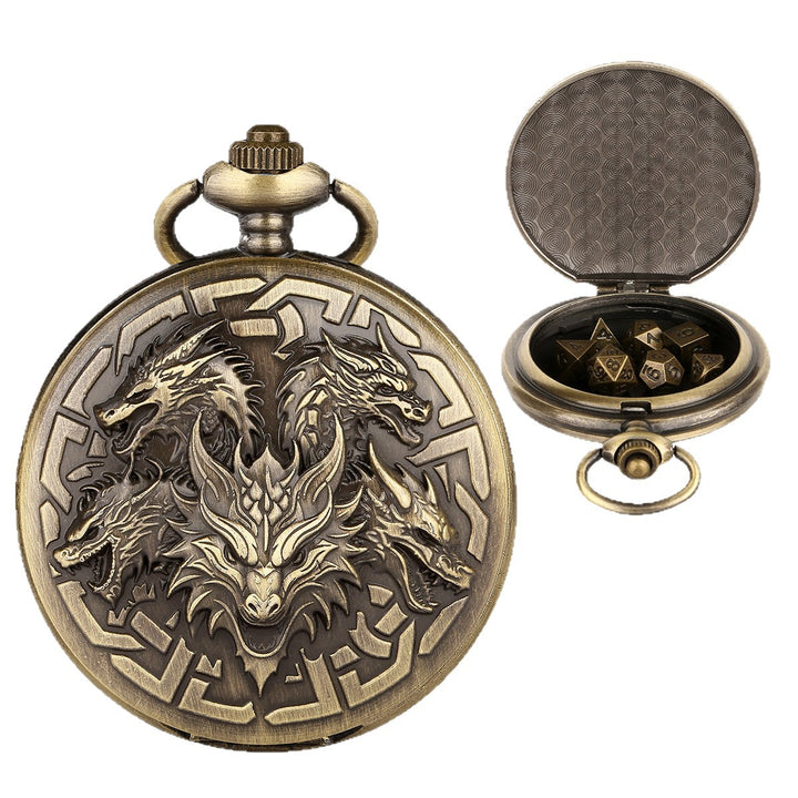 Dragon-Shaped D&amp;D Style Pocket Watch Dice Set 