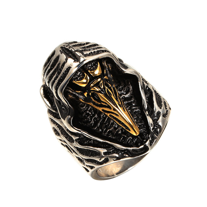 Vintage Wizard Raven Skull Ring