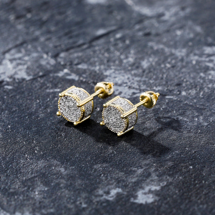 Round two-color full diamond stud earrings