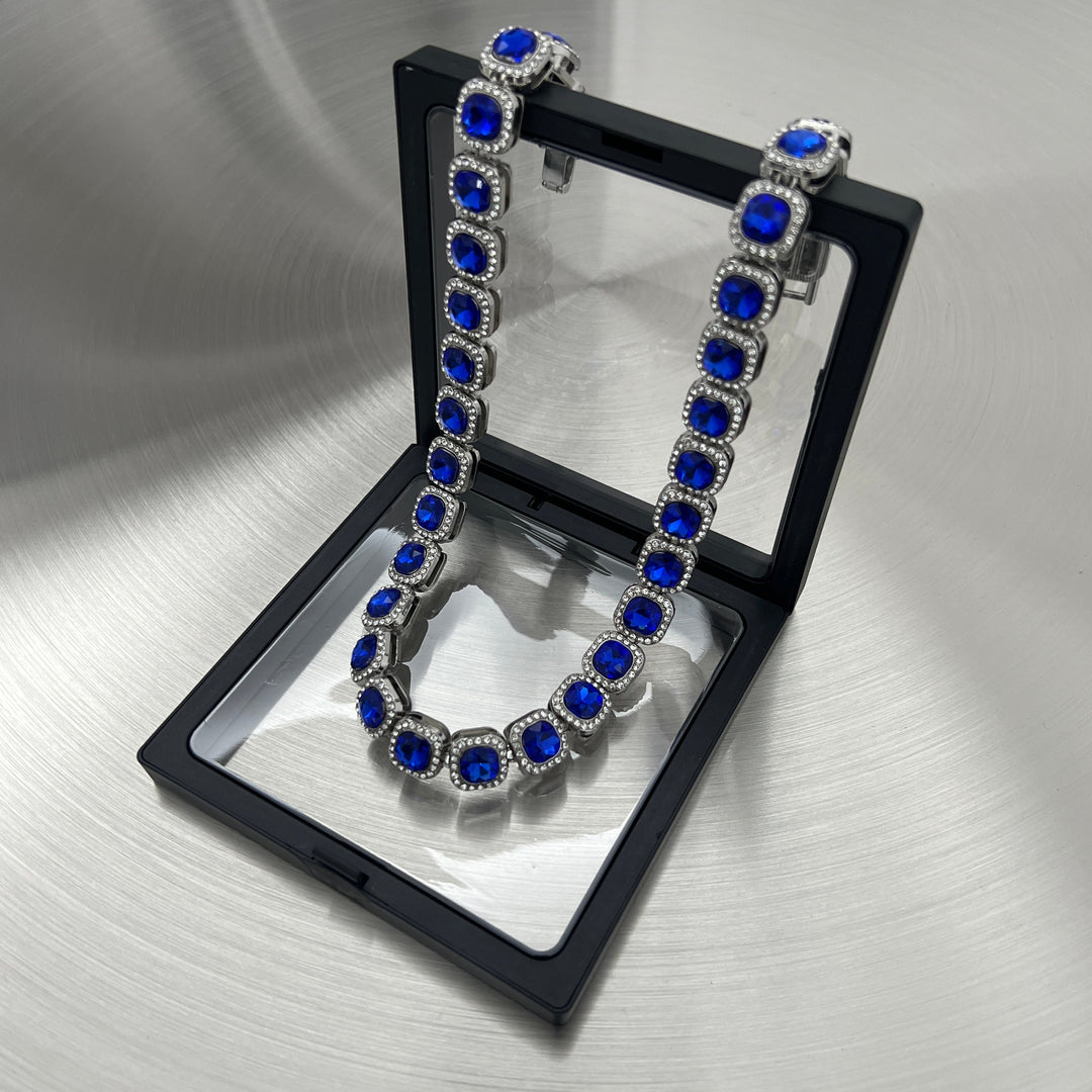 Square gemstone necklace