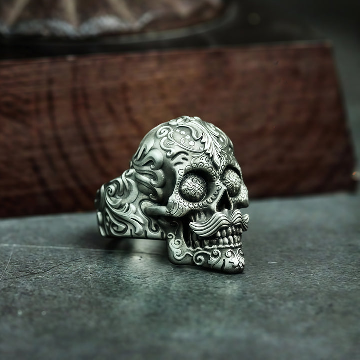 Vintage "Mustachioed Skull" Ring