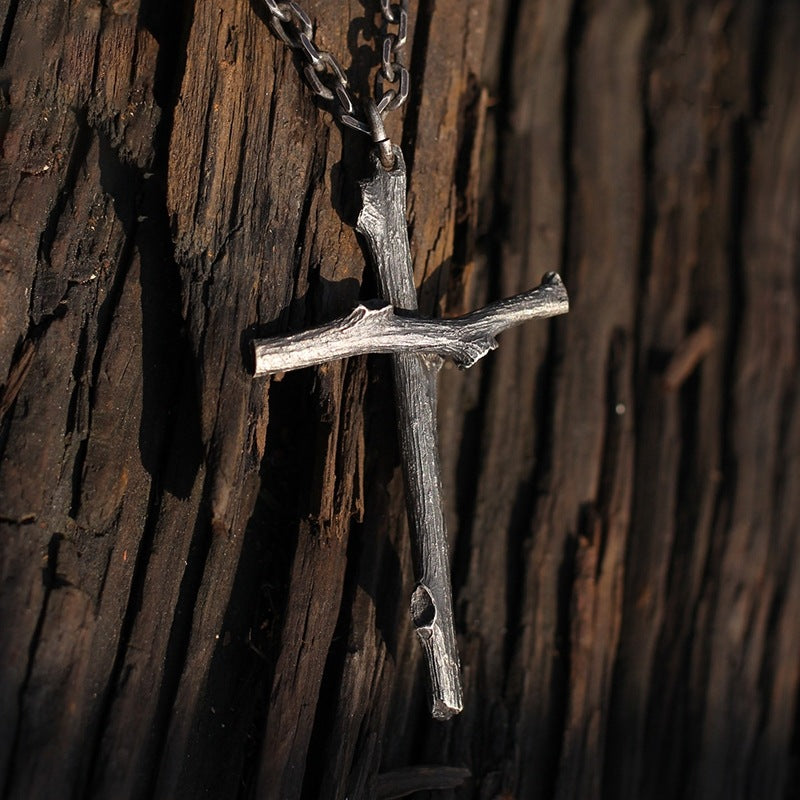 Imitation wooden cross necklace