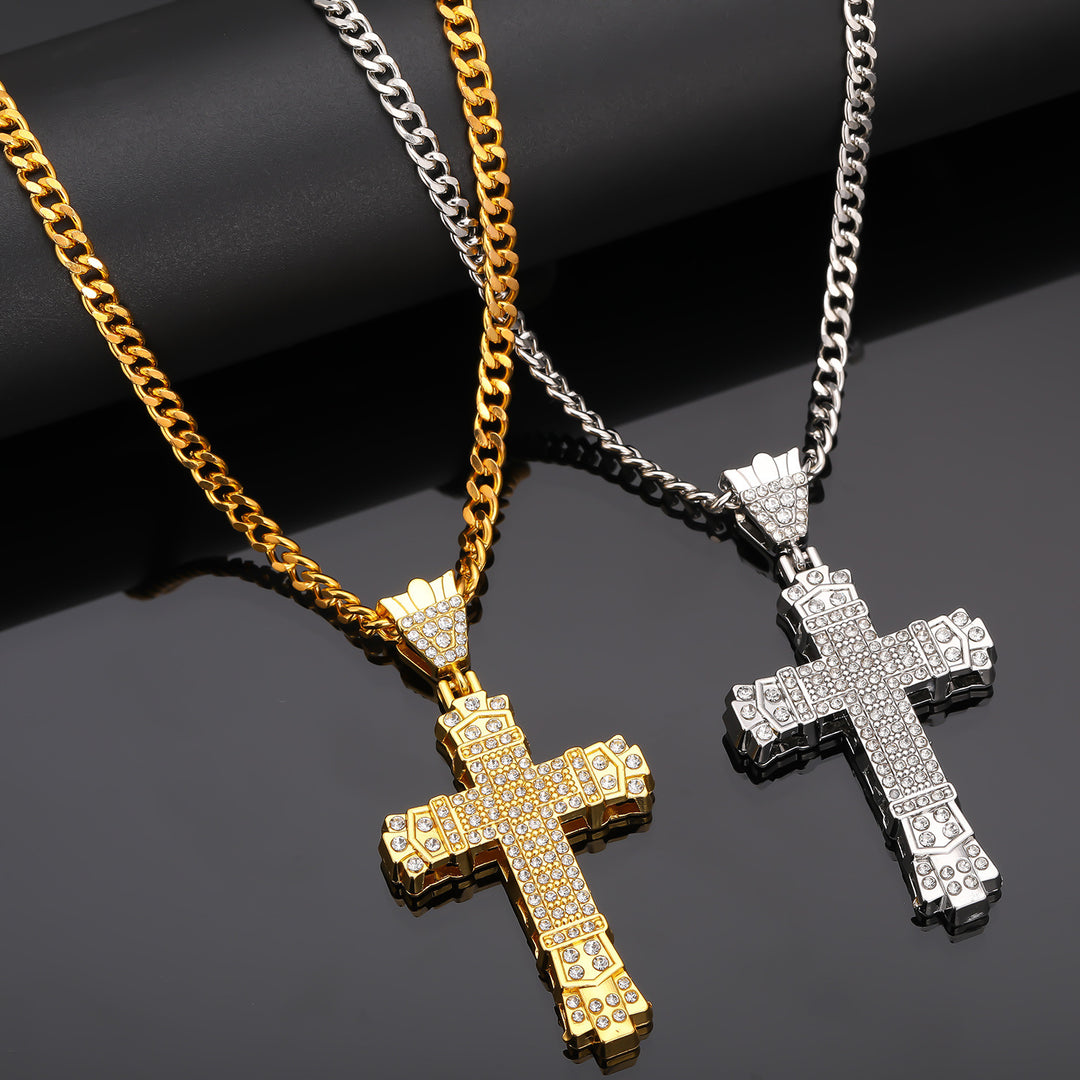 Vintage Diamond-Set Cross Pendant