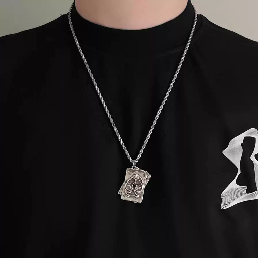Ace of Spades Playing Card Necklace