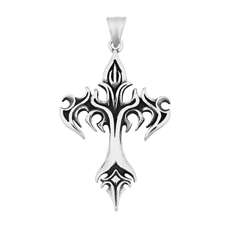 Flame Cross Pendant Necklace