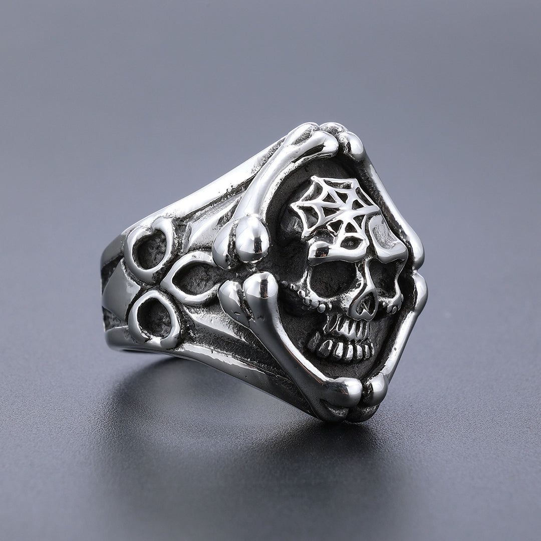 Retro motorcycle Death skull ring