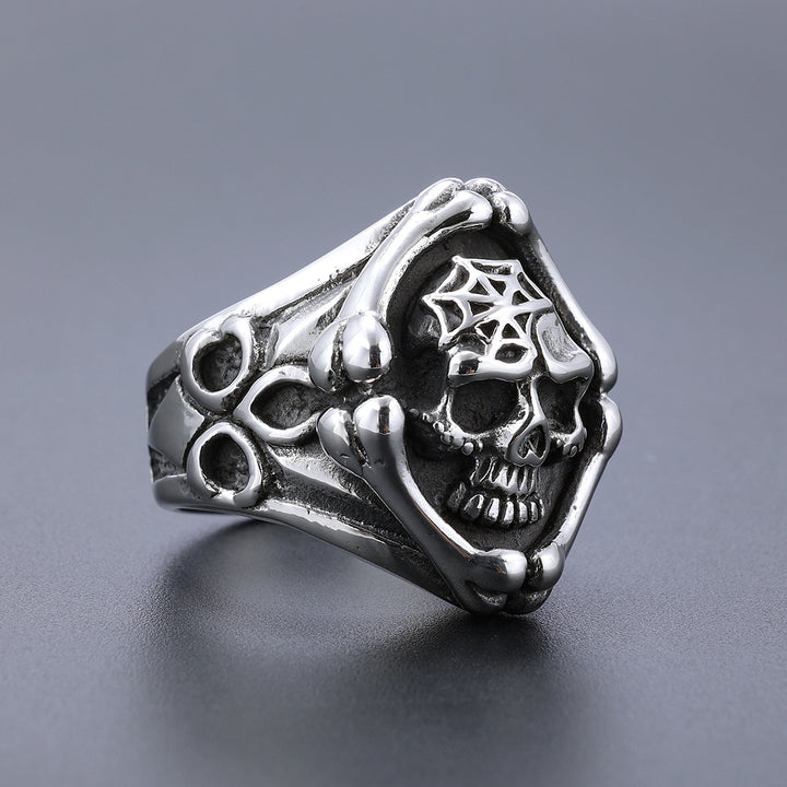Retro motorcycle Death skull ring