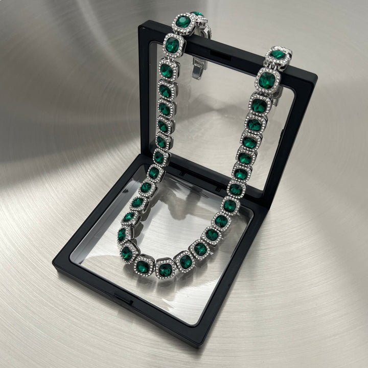 Square gemstone necklace