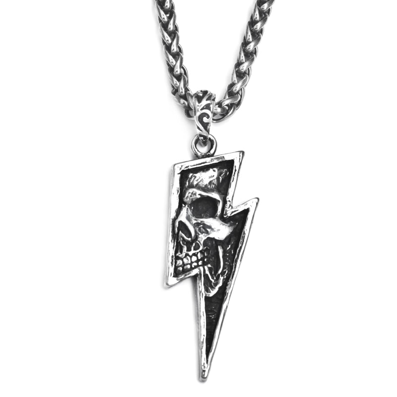 Lightning skull necklace