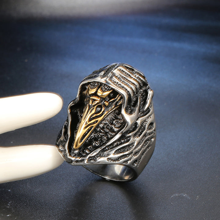 Vintage Wizard Raven Skull Ring