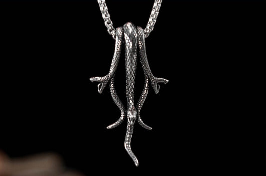Three-Headed Snake Mamba Long Necklace