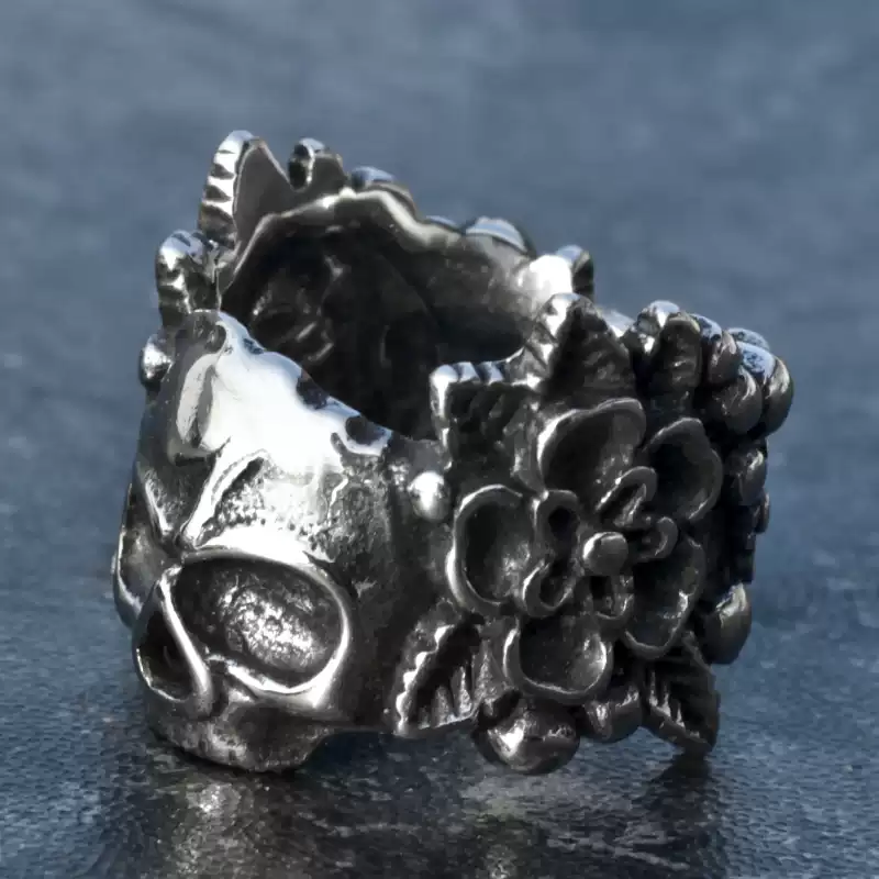 Flower Skull Ring