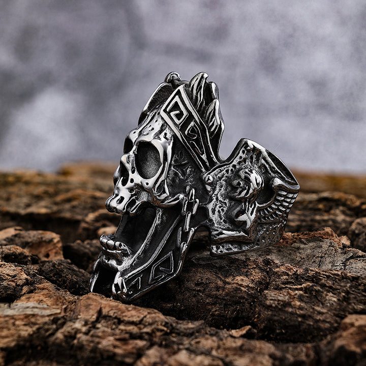 Armored Skull Roaring Ring