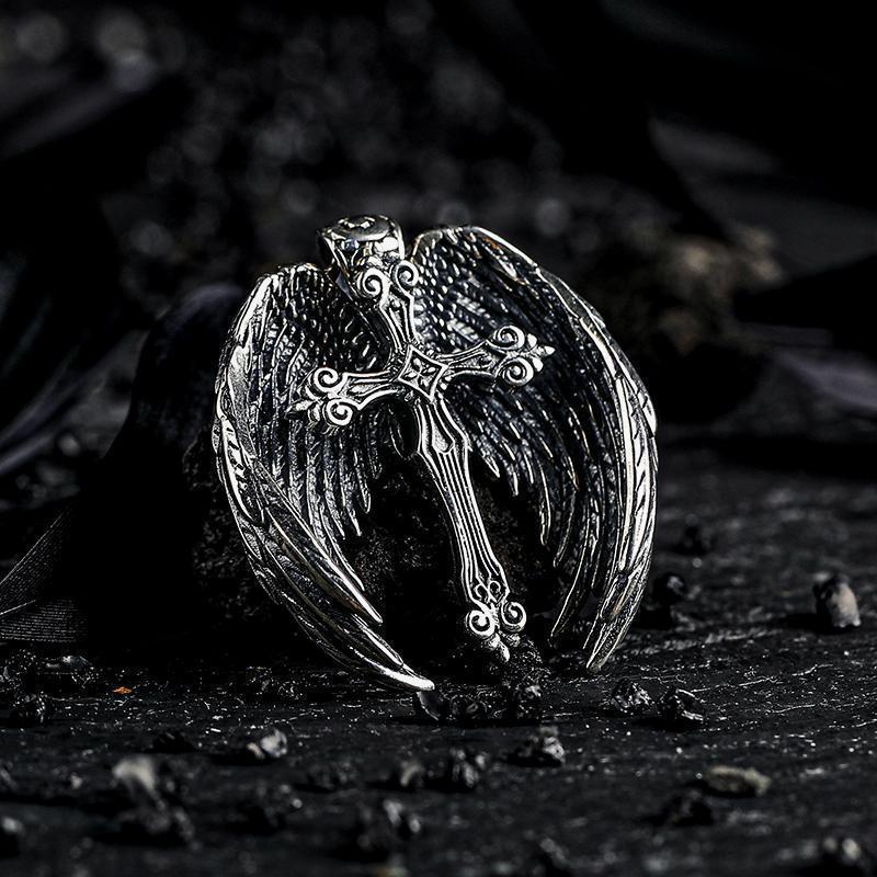 Angel Wing Cross Pendant Necklace