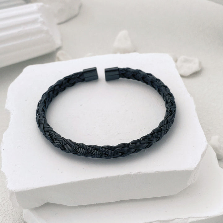 Silver braided bracelet (open)