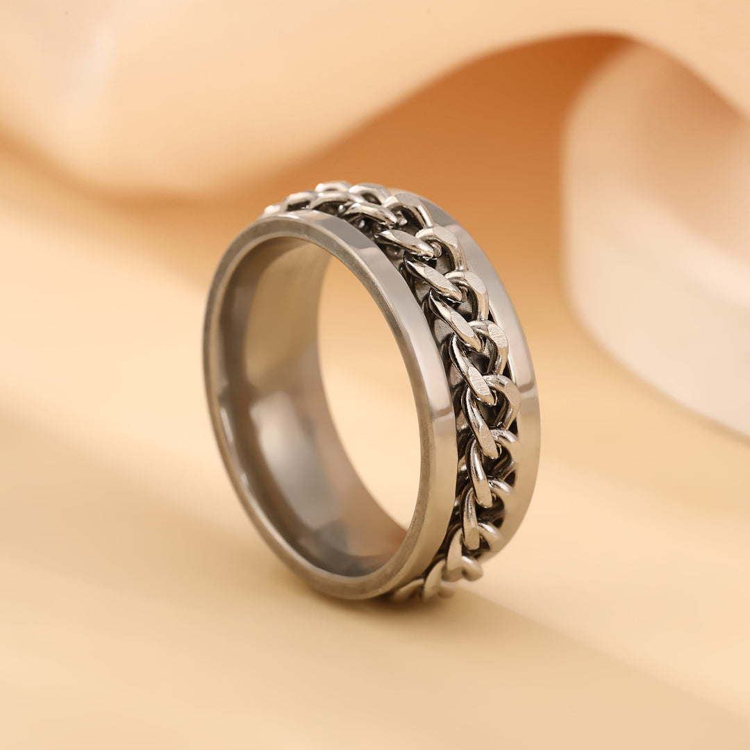 Spinner Ring with Inlaid Chain