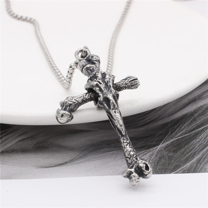 Crow Skull Cross Necklace