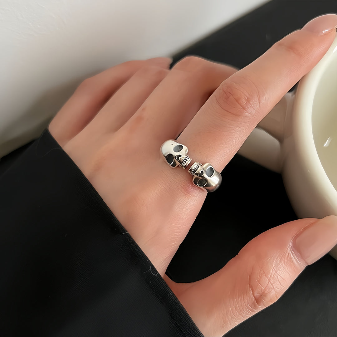 Double-Skull Open Ring