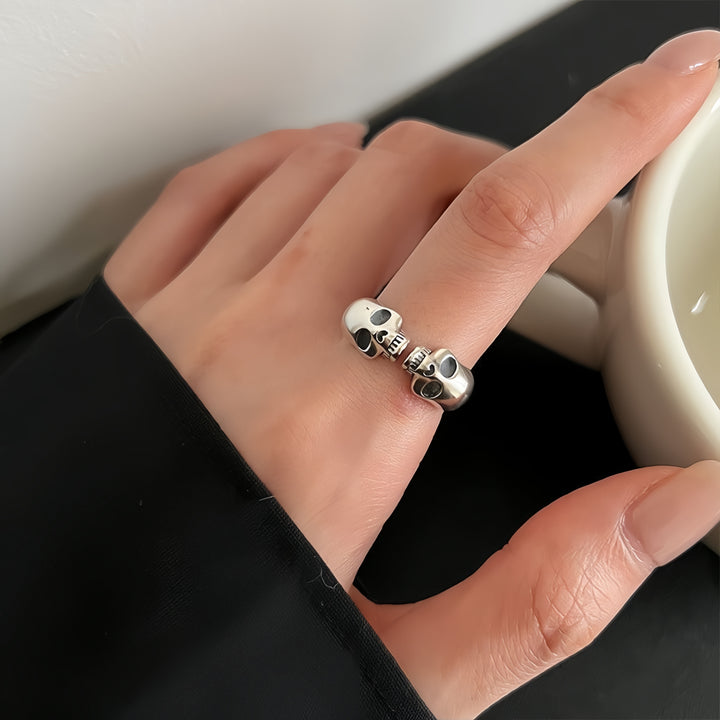 Double-Skull Open Ring