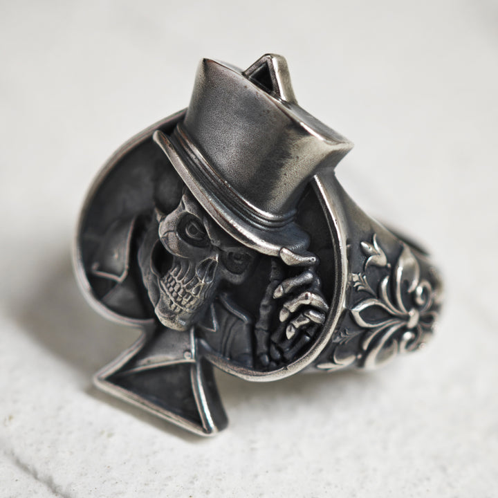 Spade Magician Skull Ring