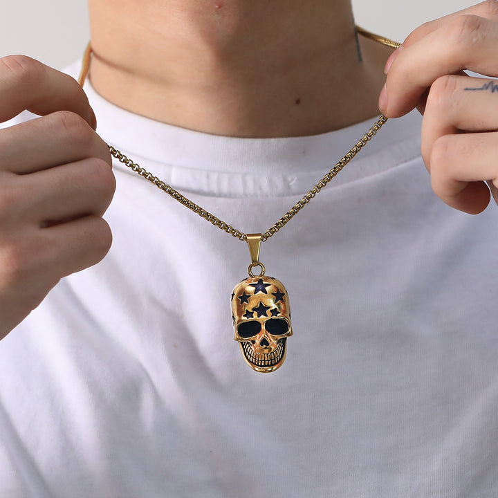 Star-Accented Skull Necklace