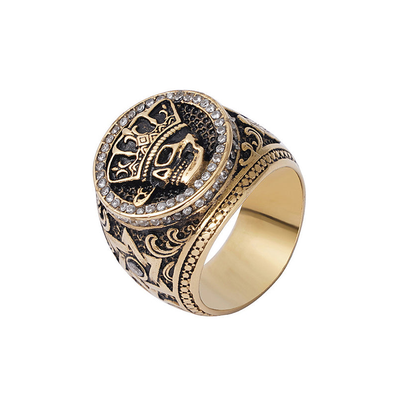 Vintage Crown Skull Ring