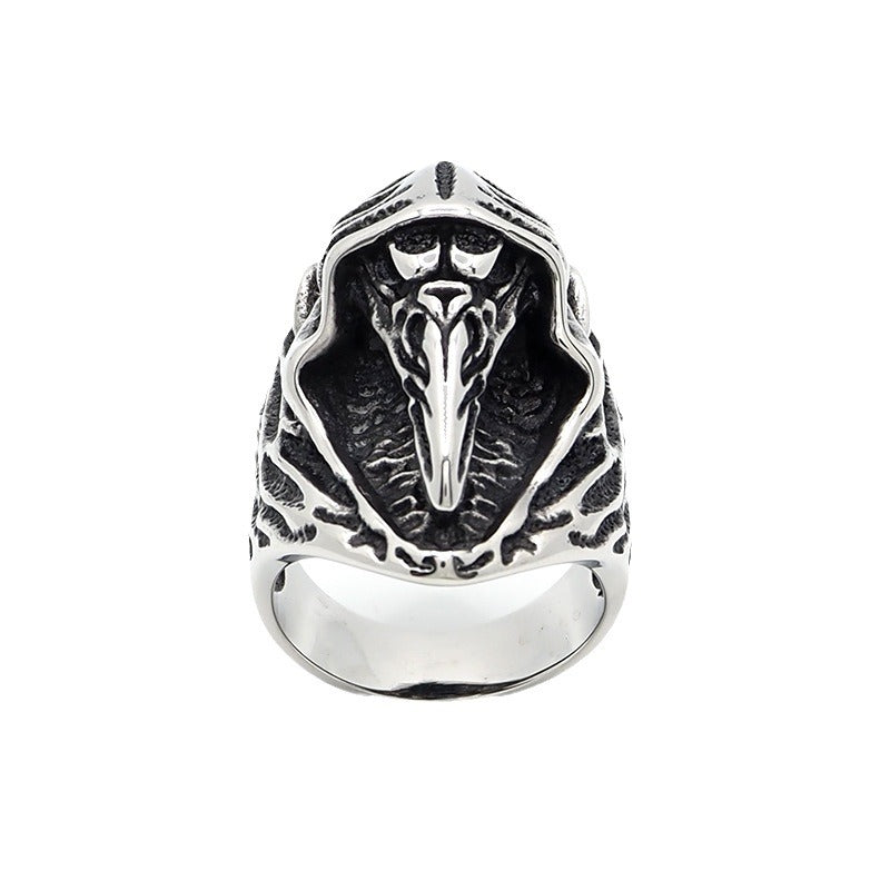 Vintage Wizard Raven Skull Ring
